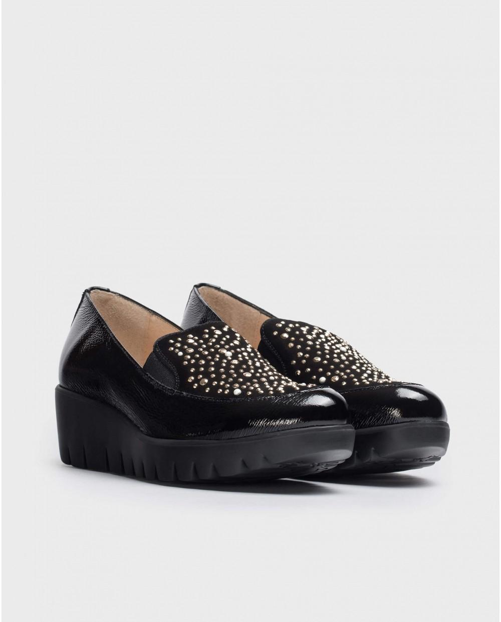 wonders Mocasines DIAMANT Charol Negros Precio ultrabajo