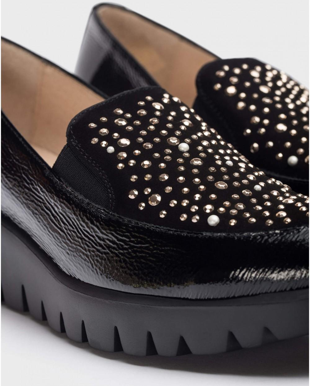 wonders Mocasines DIAMANT Charol Negros Precio ultrabajo
