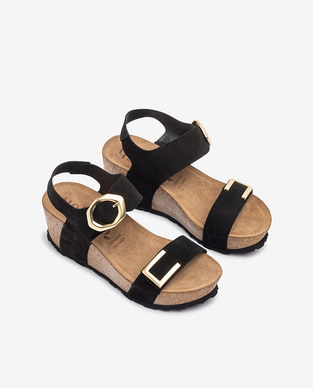 yokono Sandalia de cuña BARI-255 negro Ventas relámpago