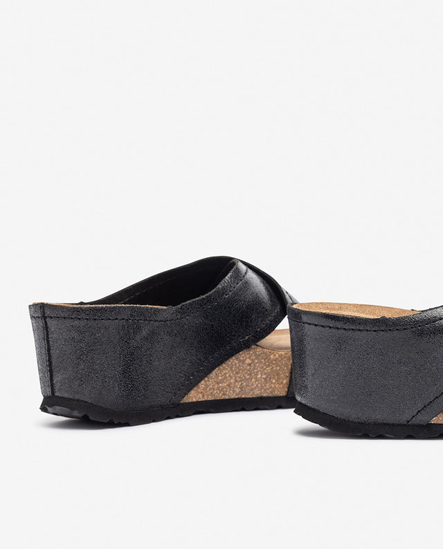 yokono Sandalia de cuña BARI-257 negro Descuento