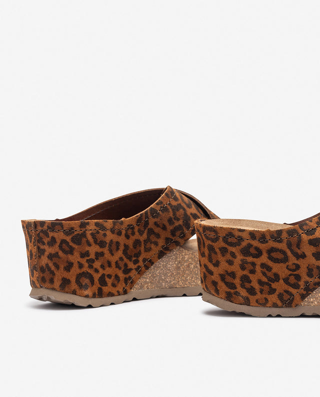 yokono Sandalia de cuña BARI-257 leopardo Tienda