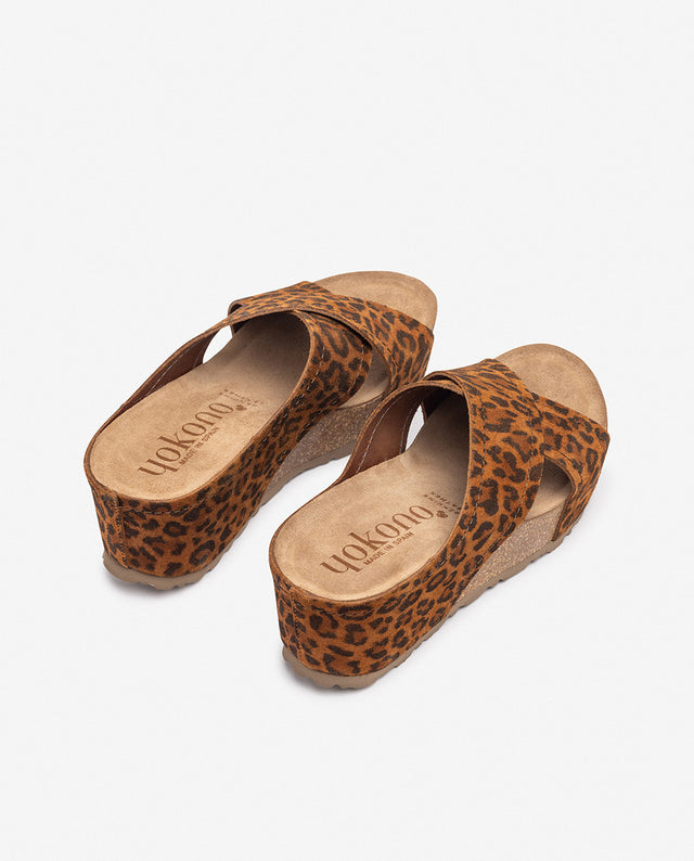 yokono Sandalia de cuña BARI-257 leopardo Tienda