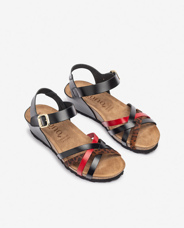 yokono Sandalia de cuña MONACO-245 rojo Envío gratis