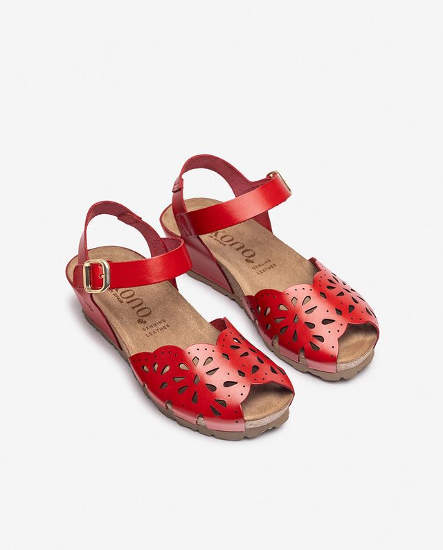 yokono Sandalia de cuña MONACO-247 rojo ÚLTIMAS EDICIONES