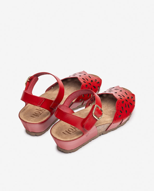 yokono Sandalia de cuña MONACO-247 rojo ÚLTIMAS EDICIONES