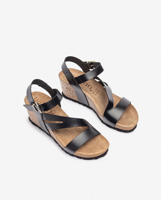 yokono Sandalia de cuña CADIZ-302 negro Tienda de fábrica