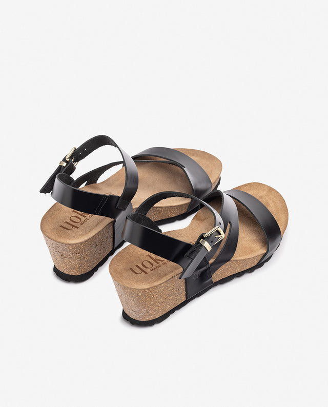 yokono Sandalia de cuña CADIZ-302 negro Tienda de fábrica