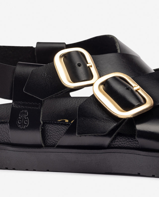 yokono Sandalia plana MORENA-252 negro Rebajas de fin de temporada