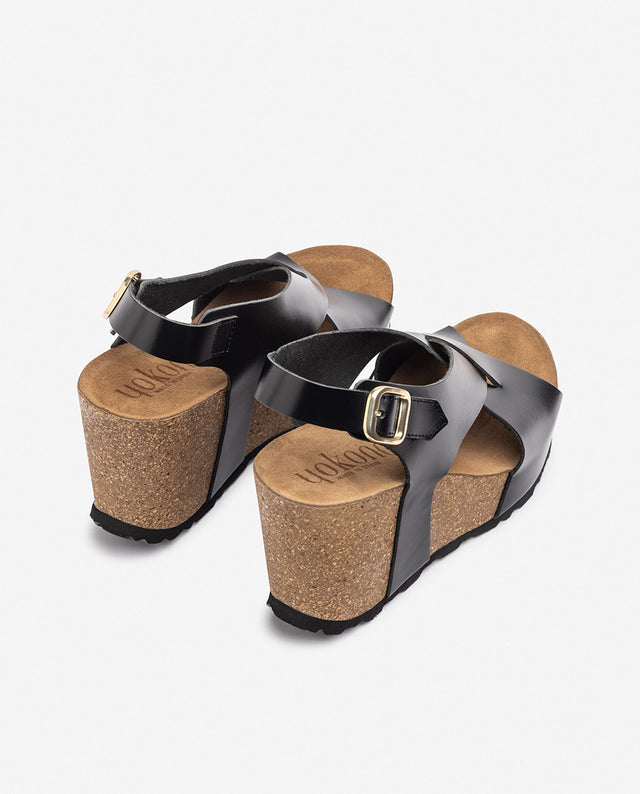 yokono Sandalia de cuña CORFU-250 negro En línea