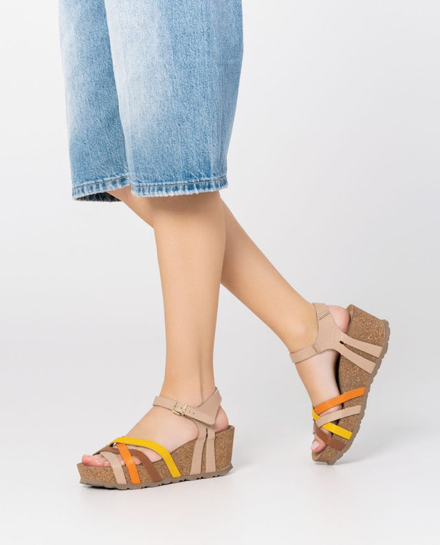 yokono Sandalia cuña Bari 302 beige Ofertas