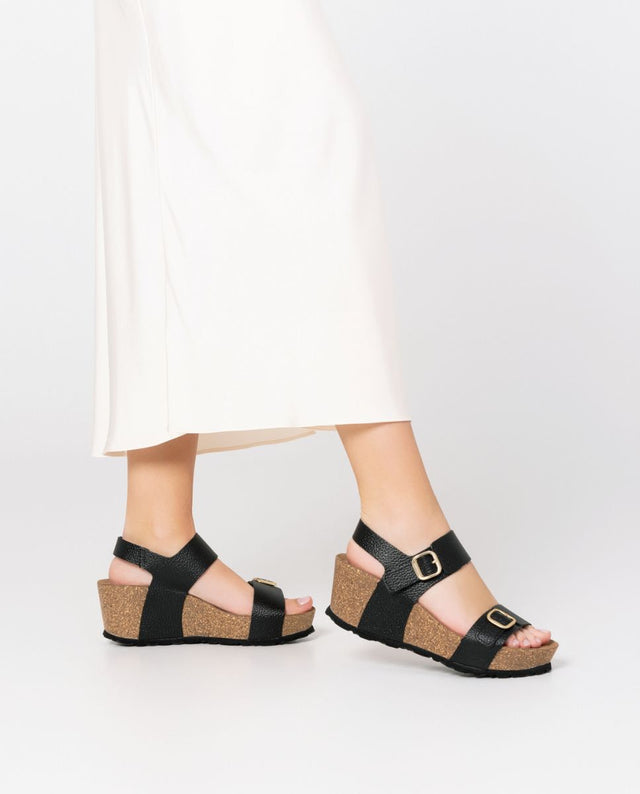 yokono Sandalia cuña Bari 301 negro En oferta