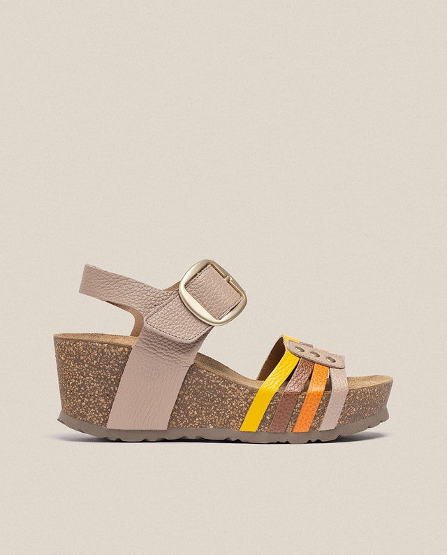 yokono Sandalia cuña Bari 304 beige Envío gratis