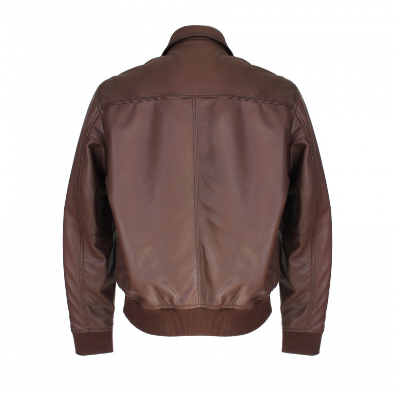 zerimar shoes Chaqueta bomber de piel con cuello clasico TIGANO Última moda
