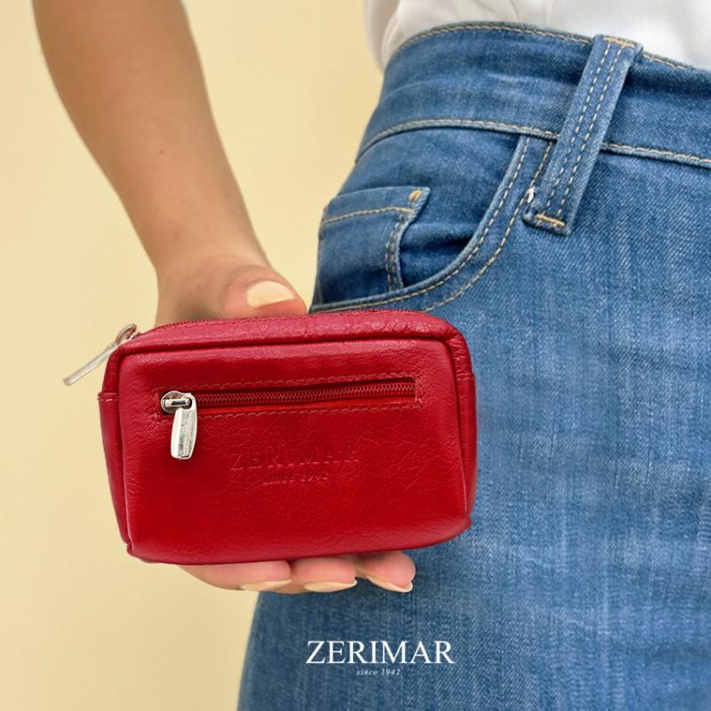 zerimar shoes Monedero de piel con llavero 7x11 cm CHERRY En línea