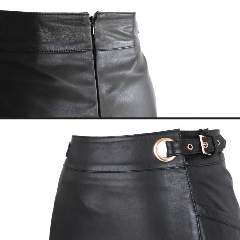 zerimar shoes Falda de piel con cremallera y detalle hebilla Rebajas online