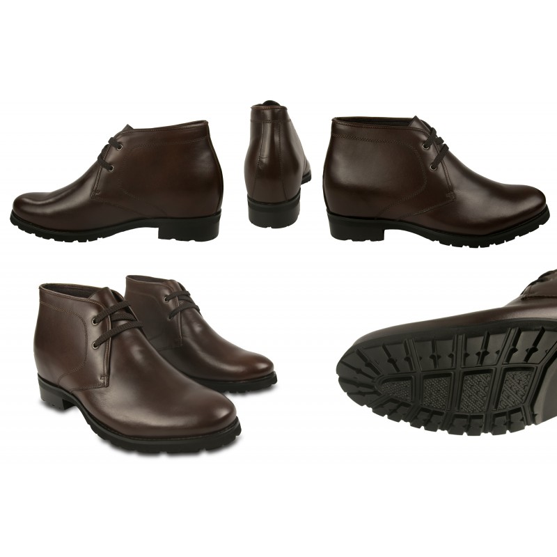 zerimar shoes Botas de piel con alzas interiores de 7 cm color marron Tienda de fábrica
