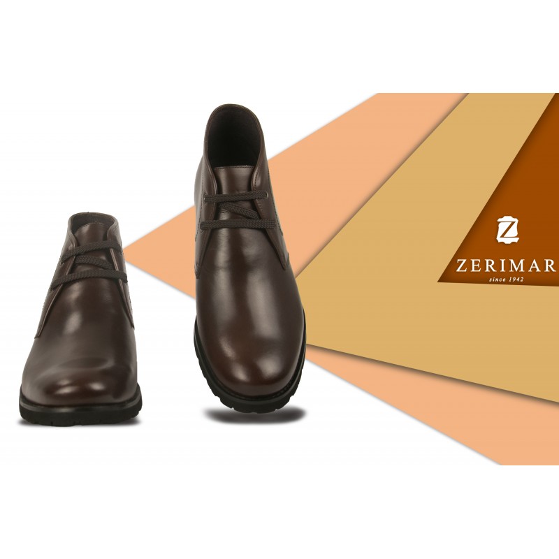zerimar shoes Botas de piel con alzas interiores de 7 cm color marron Tienda de fábrica