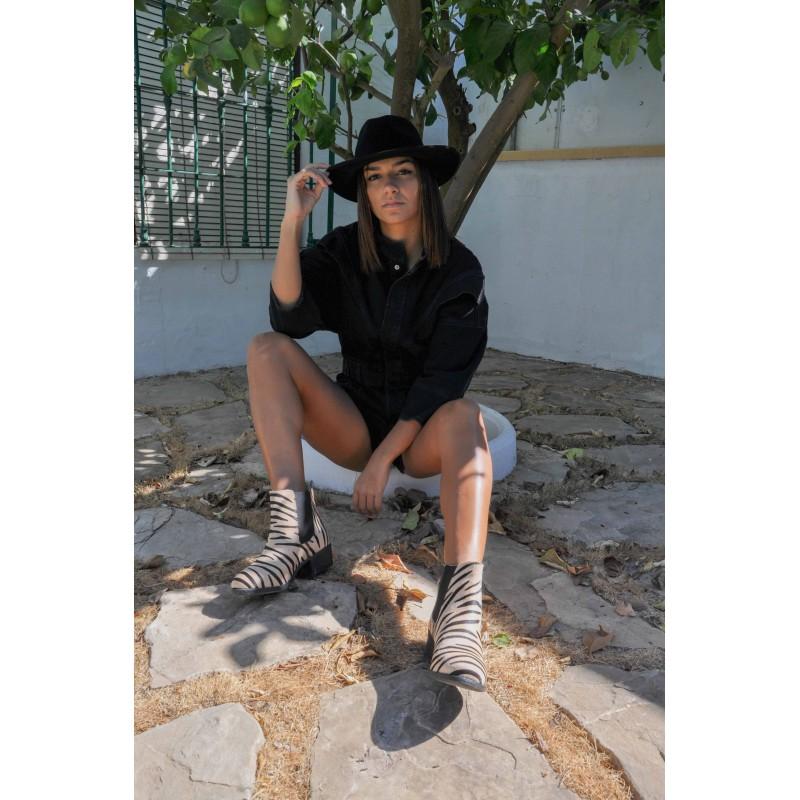 zerimar shoes Botin de piel animal print con cierre elastico Ofertas