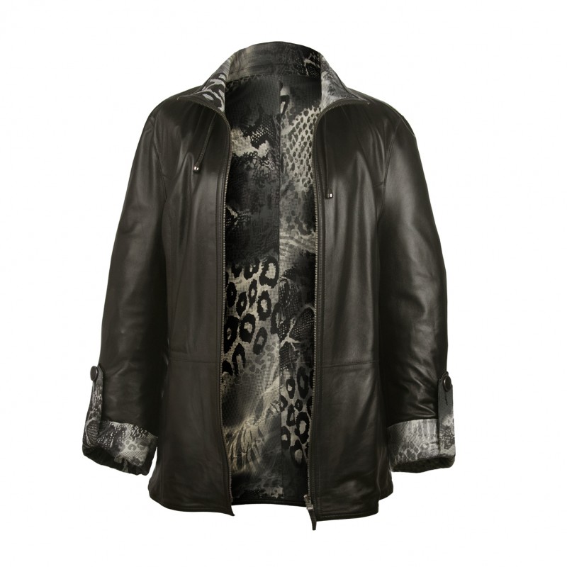 zerimar shoes Chaqueta reversible de cuero con cierre de cremallera EBRU Rebajas de fábrica