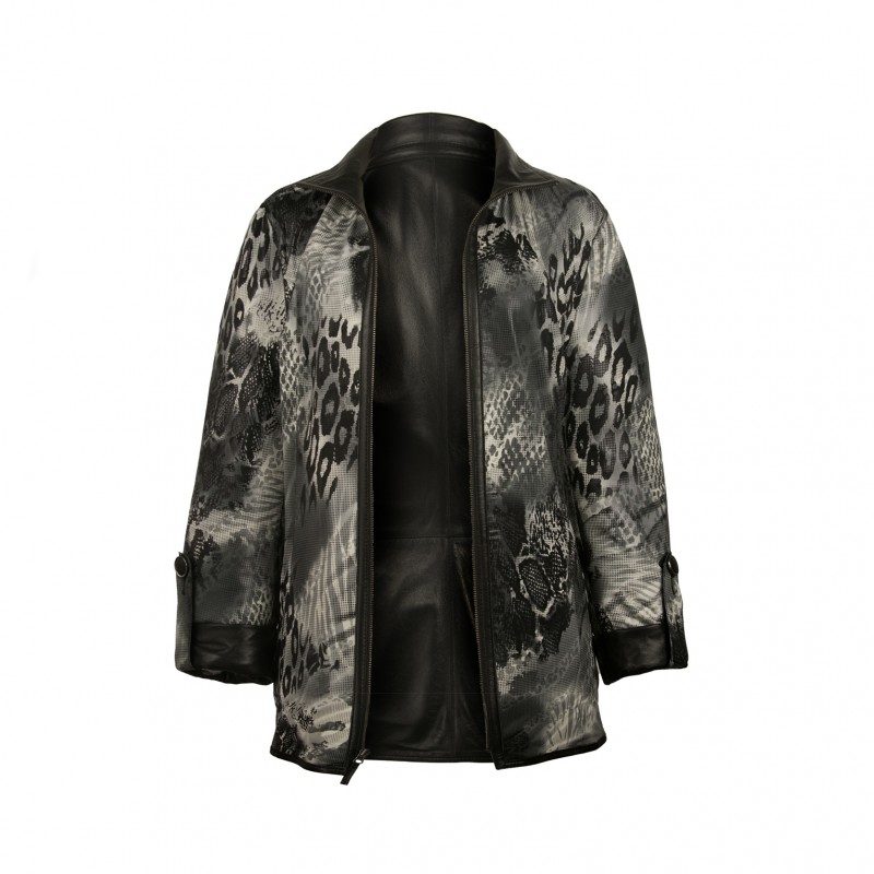 zerimar shoes Chaqueta reversible de cuero con cierre de cremallera EBRU Rebajas de fábrica