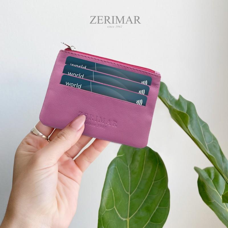 zerimar shoes Monedero de piel con cremallera y llavero 8x10 5 cm Descuento