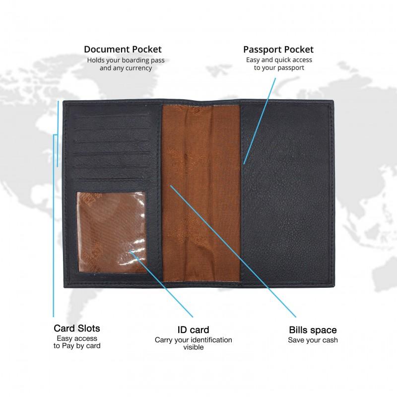zerimar shoes Cartera funda pasaporte de piel multiespacio 14x10 cm Tienda