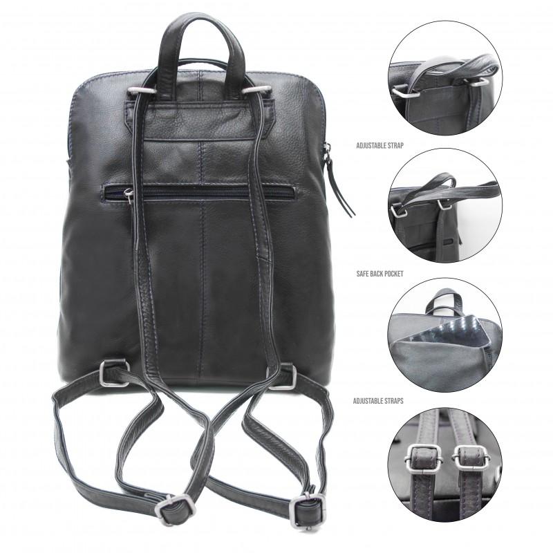 zerimar shoes Mochila de piel cremallera 30x8x25 cm Liquidación