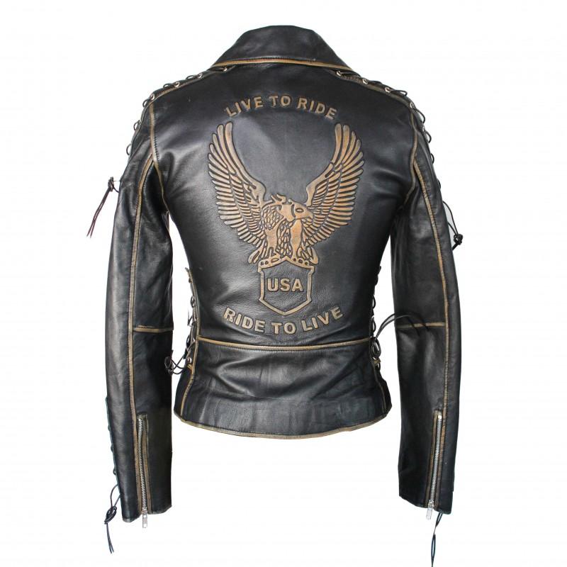 zerimar shoes Chaqueta motera de piel modelo AQUILE Grandes ahorros