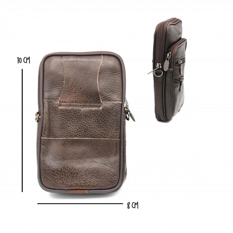 zerimar shoes Bolso bandolera de piel con asa y para cinturón 10x8 cm Solo queda un día