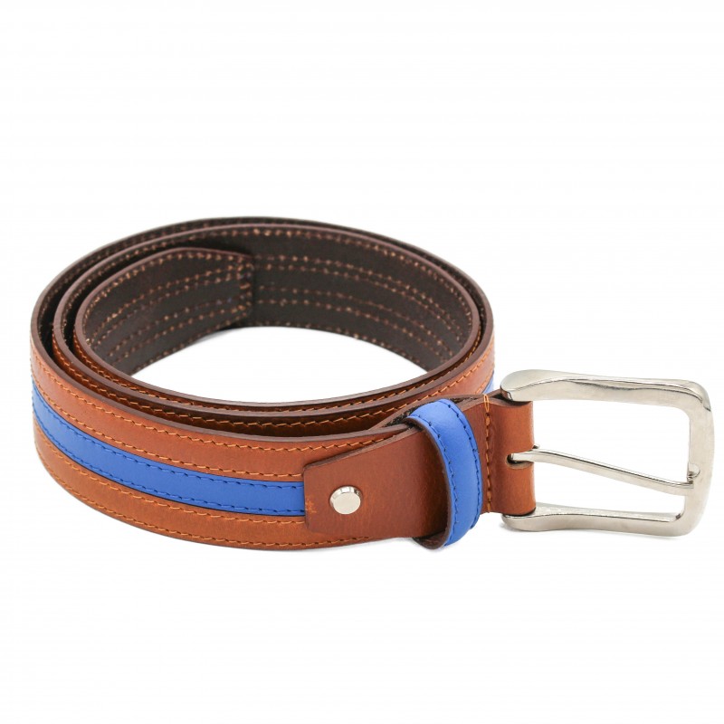 zerimar shoes Cinturón de piel con linea azul 39 mm Oferta exclusiva