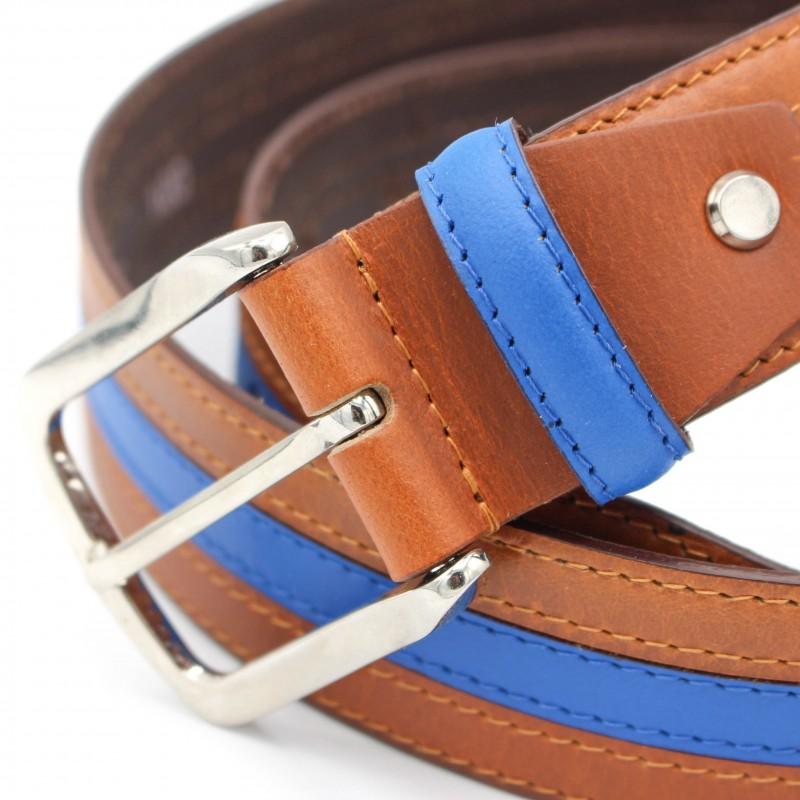 zerimar shoes Cinturón de piel con linea azul 39 mm Oferta exclusiva