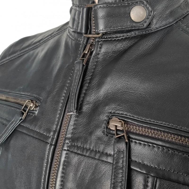 zerimar shoes Chaqueta de piel con detalle relieve modelo NAVAR Descuento por venta flash