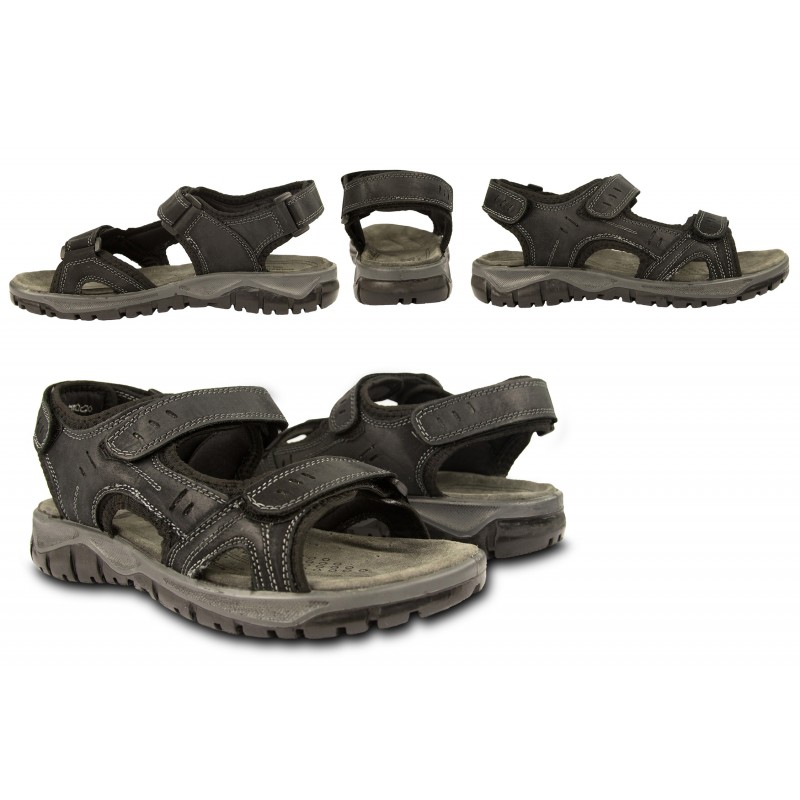 zerimar shoes Sandalias de piel STONE con cierre de velcro 2025