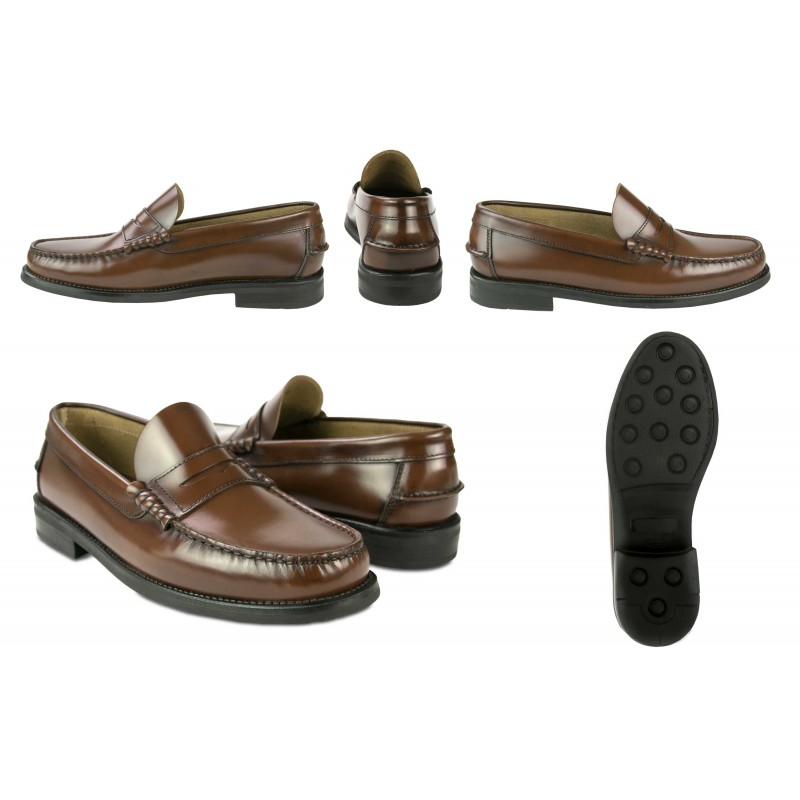 zerimar shoes Mocasines burdeos de piel natural con antifaz talla PLUS Rebajas baratas