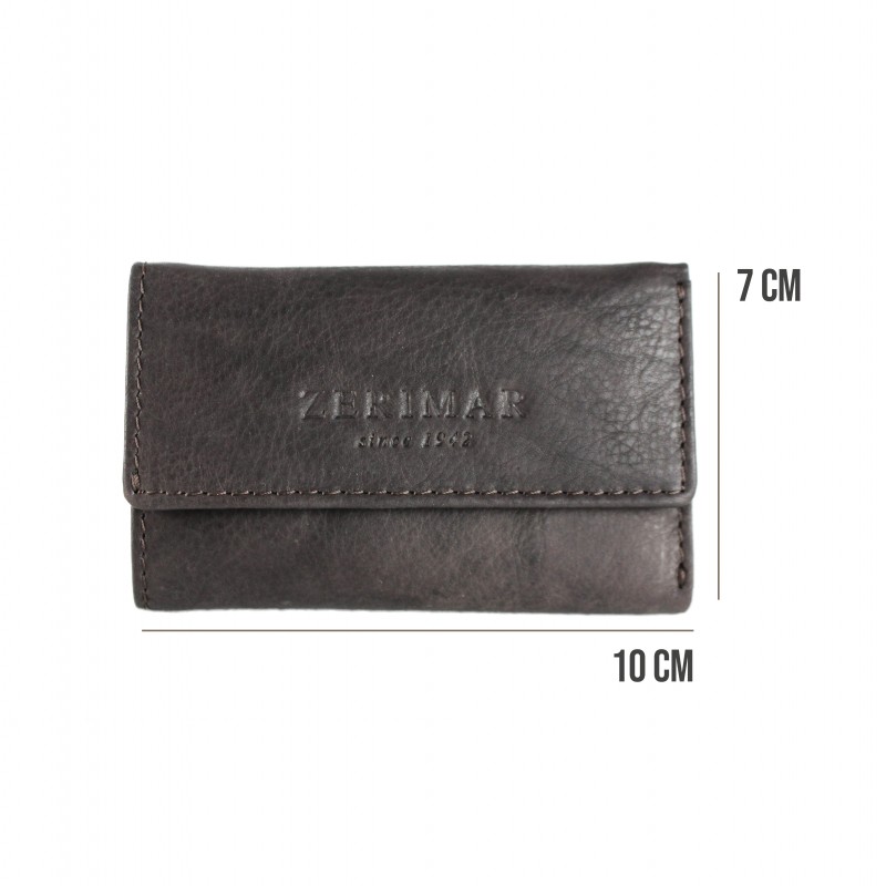 zerimar shoes Porta llaves de piel con bolsillo de cremallera 10x7 cm Descuento por venta flash