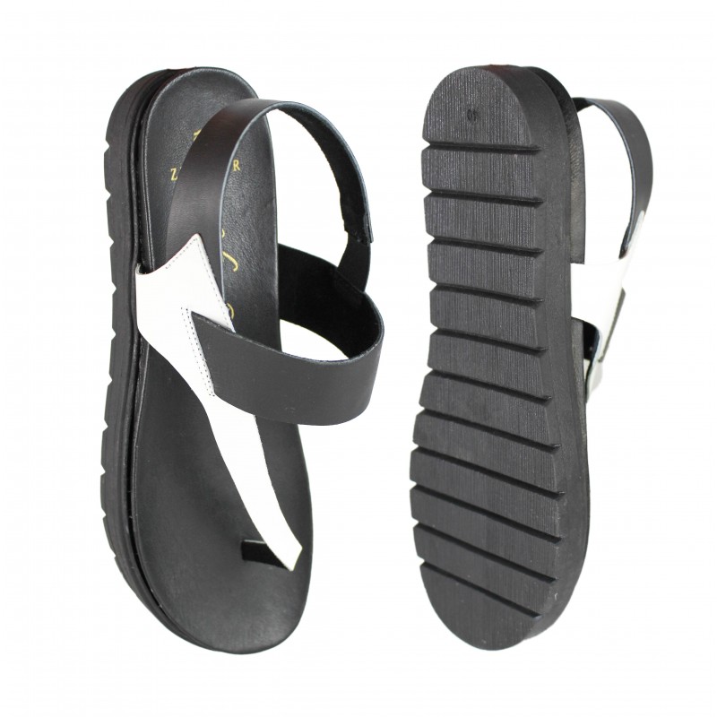 zerimar shoes Sandalias planas de piel bicolor modelo PINGUES 2025