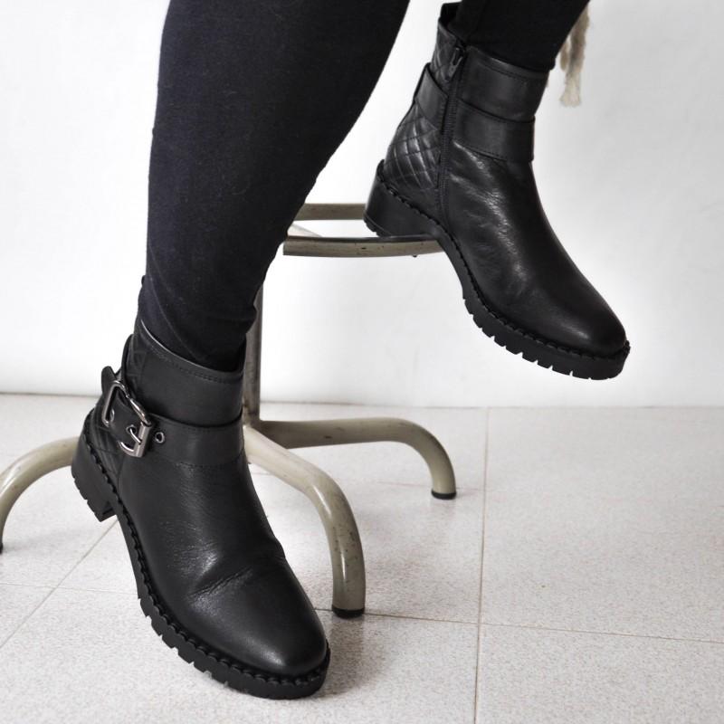 zerimar shoes Botines de piel acolchados con hebilla y cremallera Rebajas de fábrica