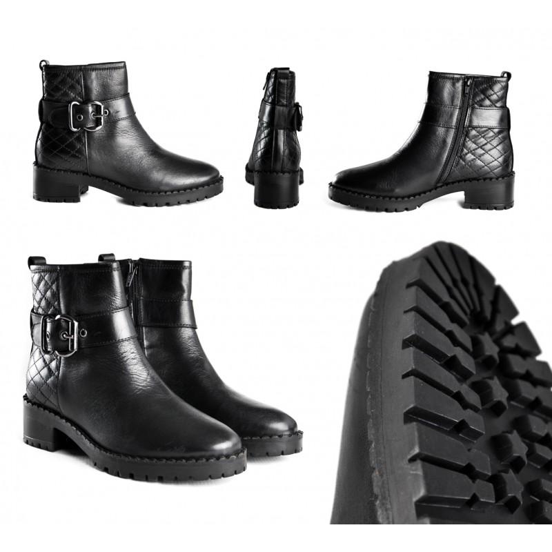 zerimar shoes Botines de piel acolchados con hebilla y cremallera Rebajas de fábrica