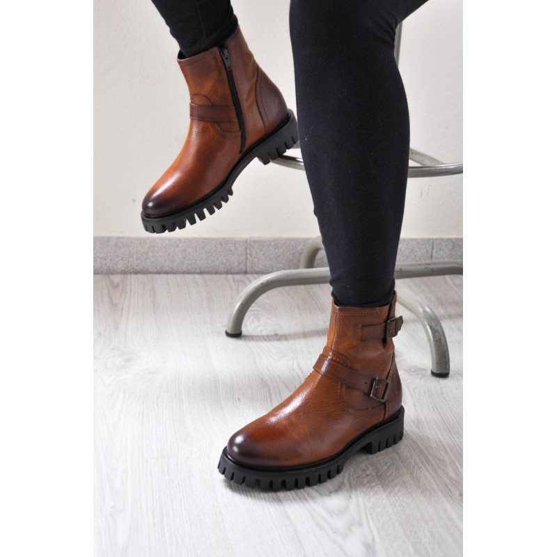 zerimar shoes Botines de piel con doble hebilla y cremallera Los más vendidos