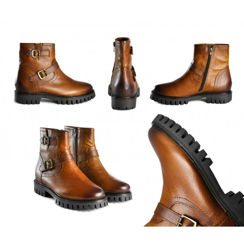 zerimar shoes Botines de piel con doble hebilla y cremallera Los más vendidos