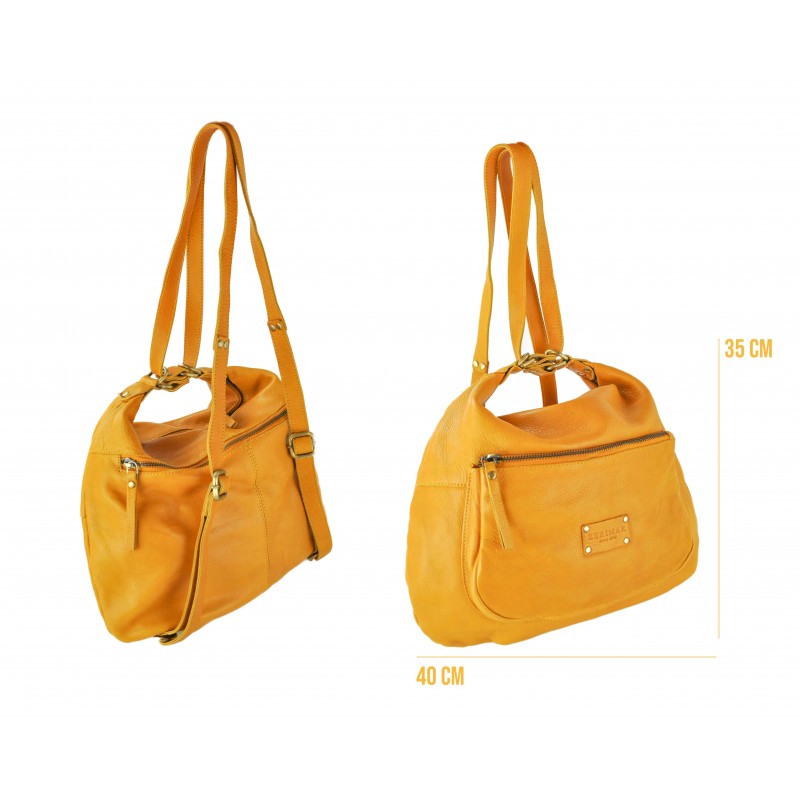 zerimar shoes Bolso-mochila de piel con multicremallera CAITLYN 40x35x10 cm Mejor oferta