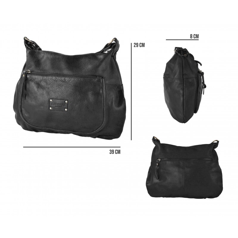 zerimar shoes Bolso de piel con correa y multicremallera VIKTOR 39x29x8 cm Rebajas online