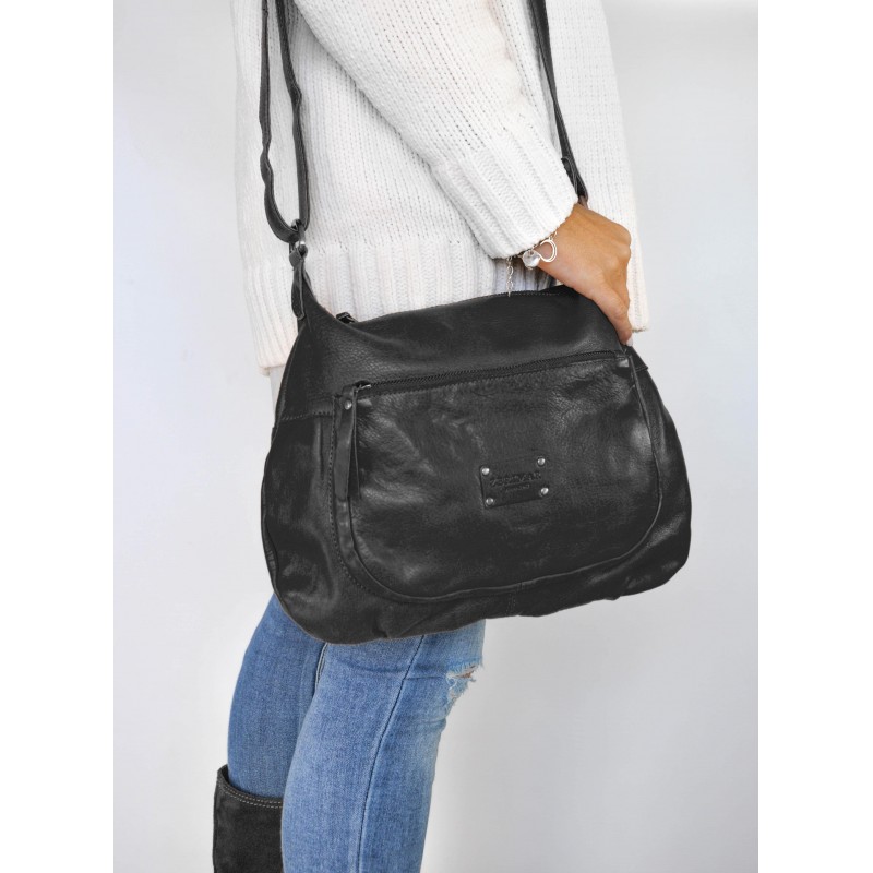 zerimar shoes Bolso de piel con correa y multicremallera VIKTOR 39x29x8 cm Rebajas online