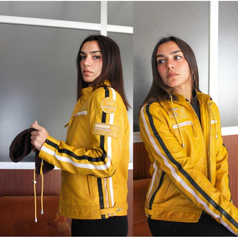 zerimar shoes Chaqueta de piel con parches y capucha removible BALLWO Promoción por tiempo limitado