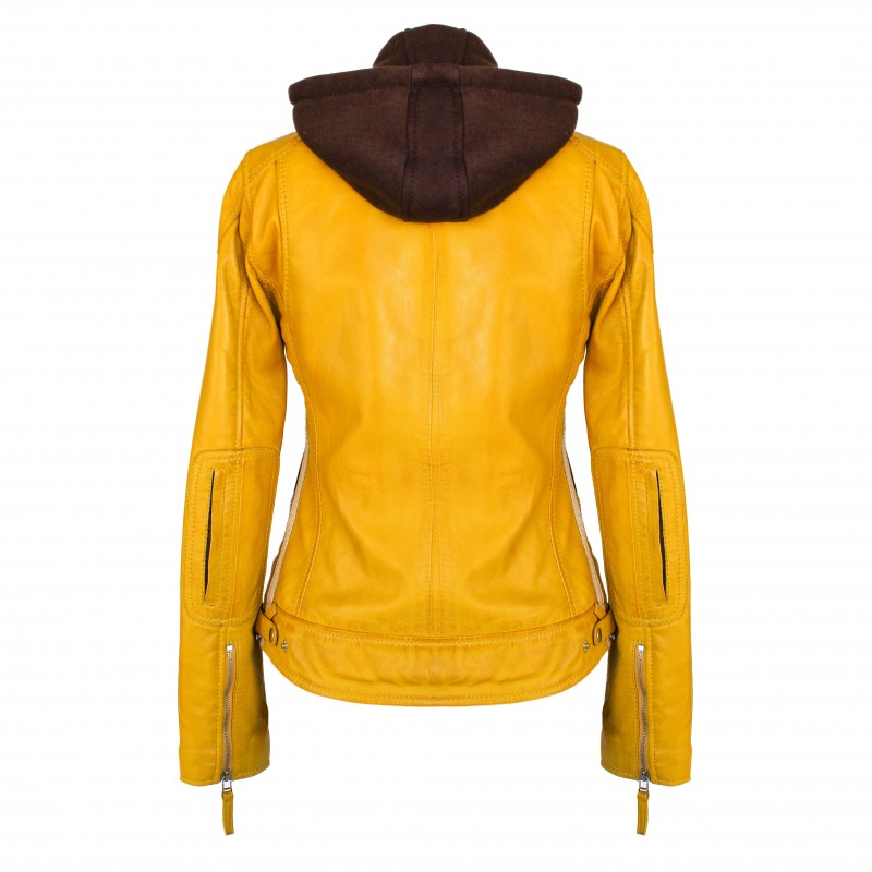 zerimar shoes Chaqueta de piel con parches y capucha removible BALLWO Promoción por tiempo limitado