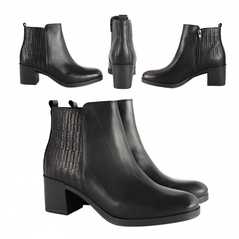zerimar shoes Botines de piel con tacon y detalle trenzado Promoción trimestral