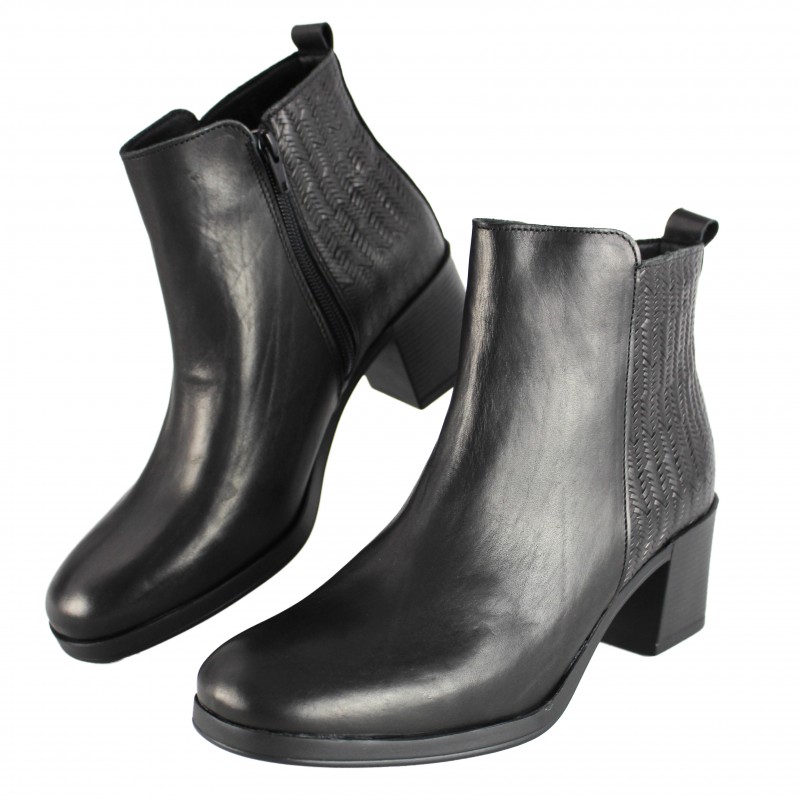 zerimar shoes Botines de piel con tacon y detalle trenzado Promoción trimestral