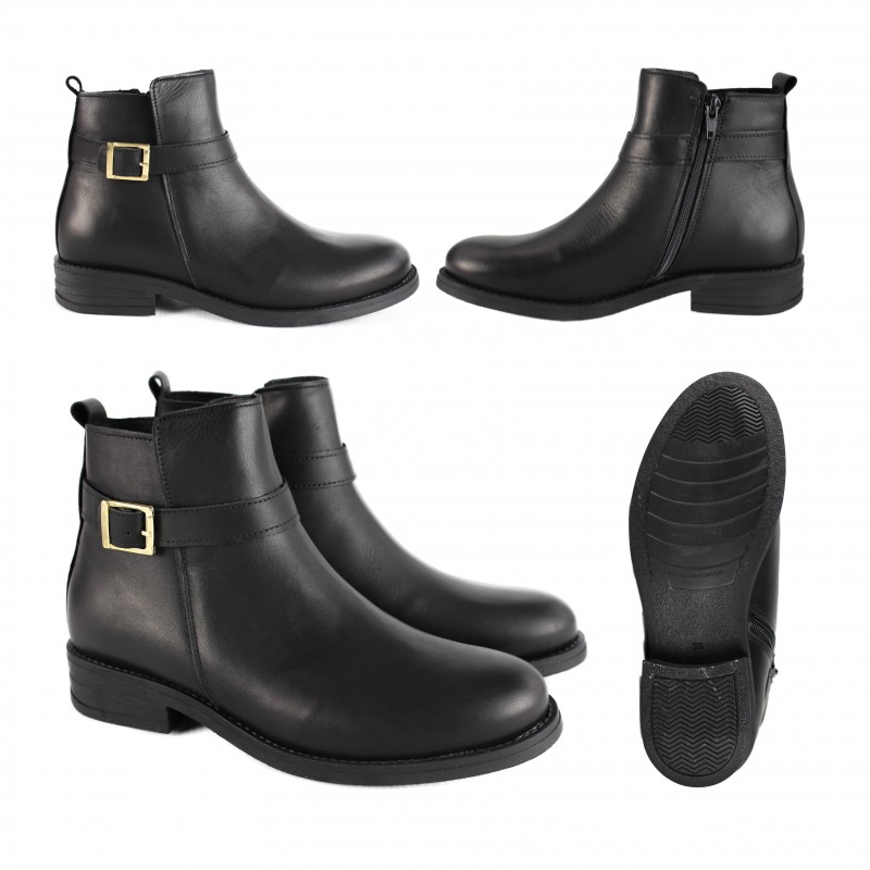 zerimar shoes Botines de piel con hebilla y cremallera modelo TENGA Grandes descuentos