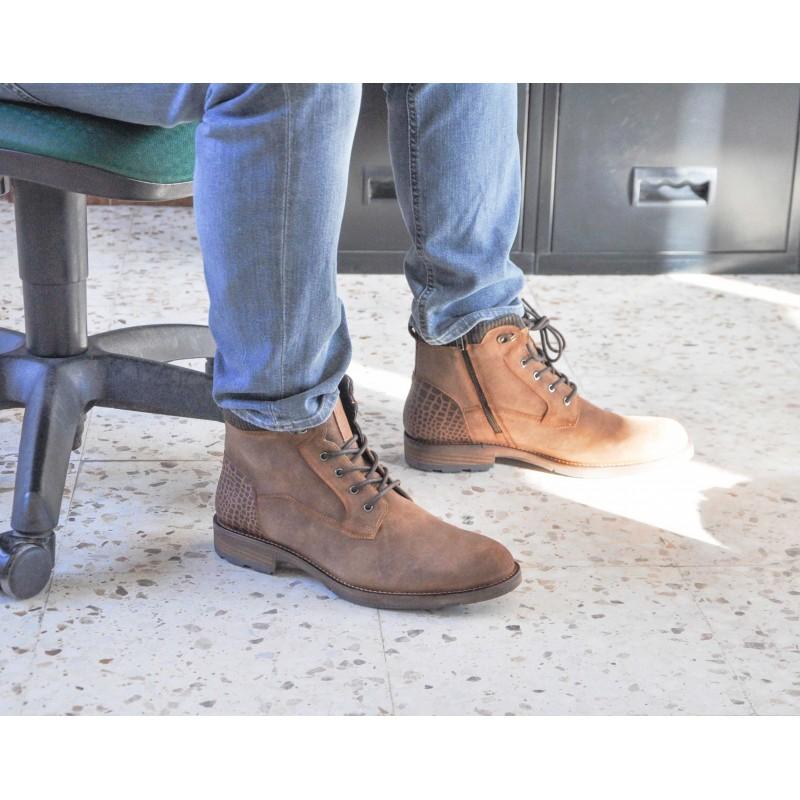 zerimar shoes Botas combi de piel con cierre de cremallera Ofertas de temporada