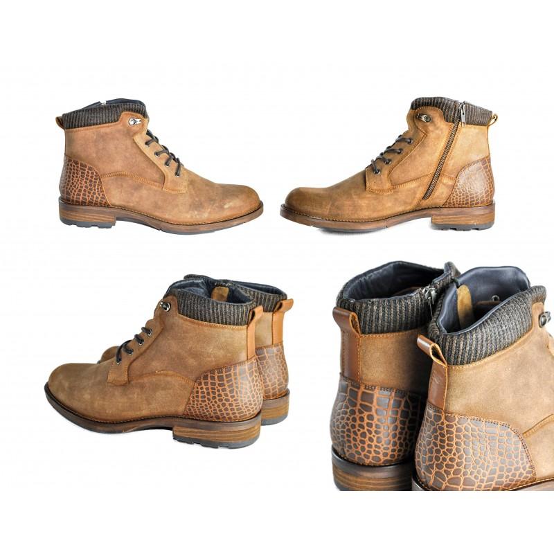 zerimar shoes Botas combi de piel con cierre de cremallera Ofertas de temporada